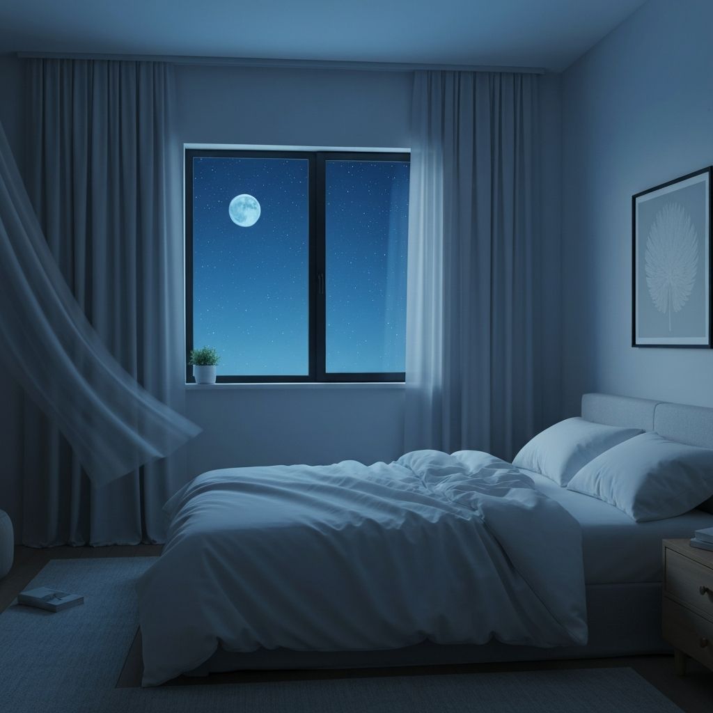 Tranquil nighttime or dim-light environment representing rest and sleep cycles